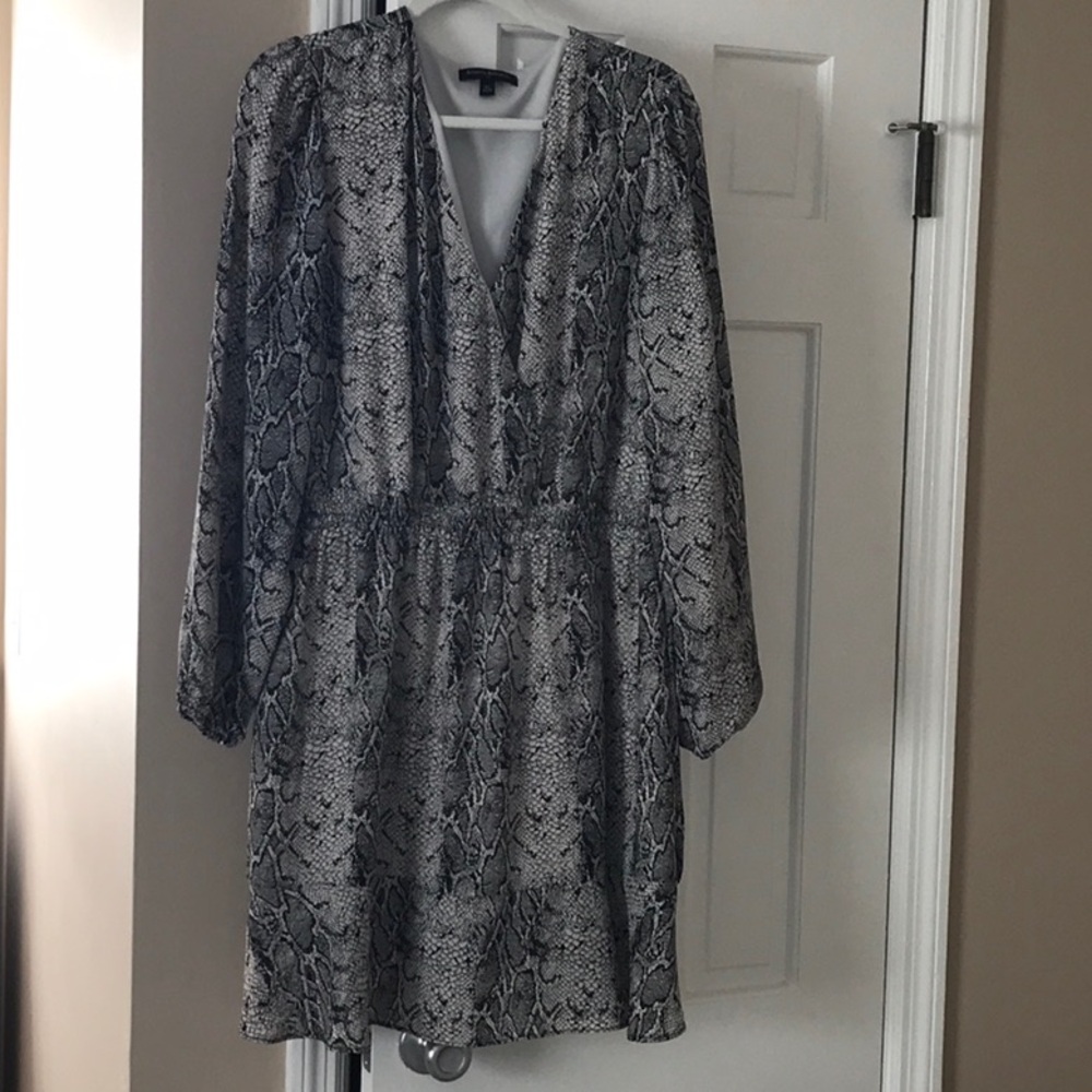 Banana Republic Snakeskin Print V-Neck Dress Lined Polyester XL